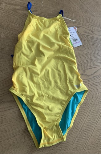 Speedo One Piece Swimsuit Youth Kids Size 6/32 Yellow Eco Endurance+