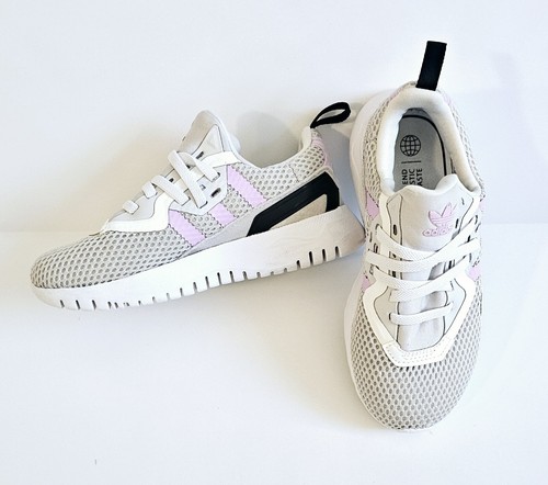 Scarpe Adidas Originals Flex taglia 12 ragazza grigio, viola e bianco rete slip-on - Foto 2 di 9