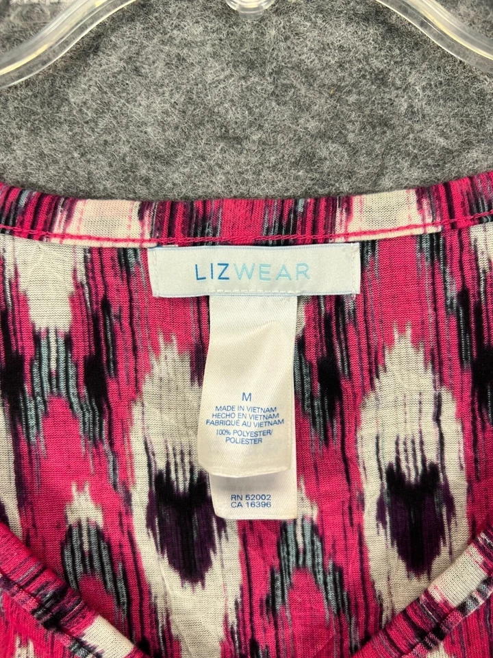 Blusa Top LIZWear Mujer Camisa Rosa Mediana Azteca Chevron Cuello en V Manga Acampanada Foto 3 de 4