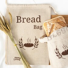 XL New Living Eco Linen 2 Pack, Bread Bag Food Storage Bag 44x35cm