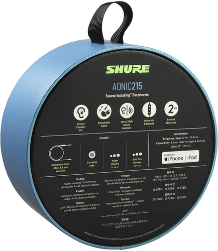 Shure AONIC 215 Wired Sound Isolating Earbuds, Blue - Picture 4 of 7