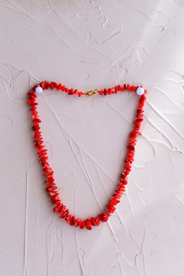 43g Natural 613mm Freeform Gemstone Chips CORAL BEADS Necklace 18,5