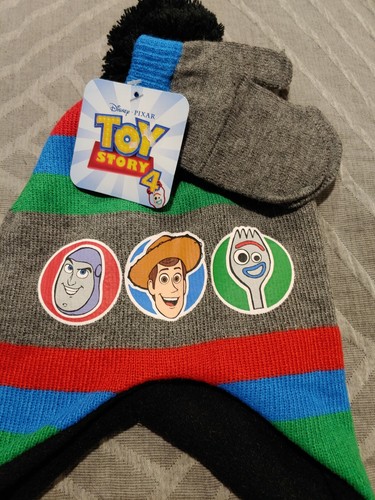 New Toddler Boy Disney Pixar Hat & Mitten Set Toy Story 4 -2371 - Picture 2 of 3