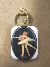 VINTAGE SANKYO MUSIC BOX KEYCHAIN BALLET DANCERS 1 "SHALL WE DANCE" (SEE VIDEO)