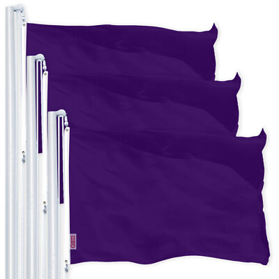 G128 3 Pack Solid Purple Color Flag 4x6 Ft Series Printed 150D Polyester