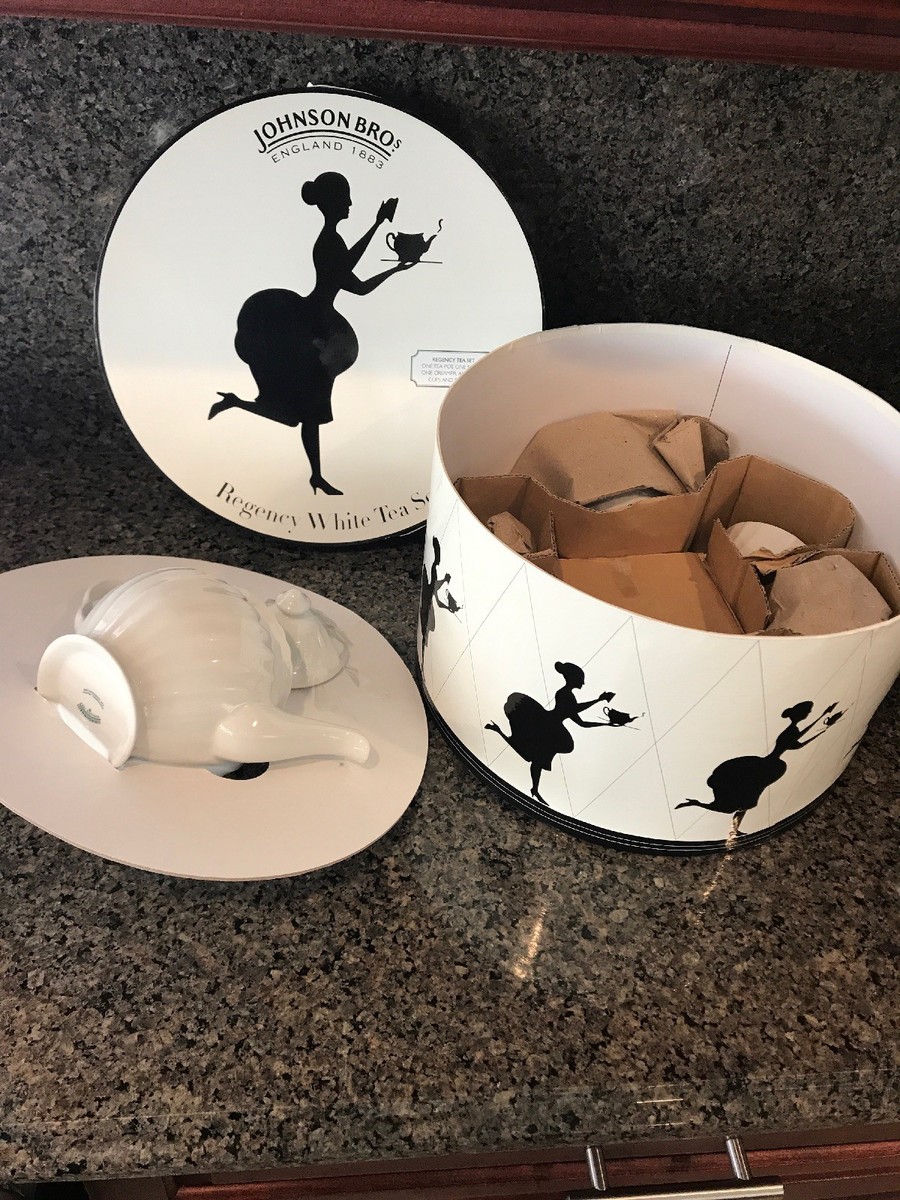 Johnson Brothers Regency White Swirl Tea Set 13 Pieces