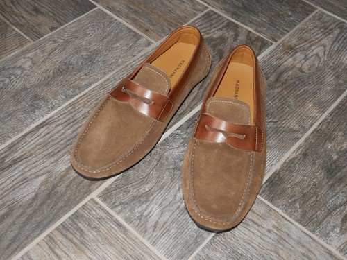 STUNNING Men's Suede & Leather Loafers MAGNANNI Vance/Castoro 10 Brown $425 NEW - Picture 1 of 5