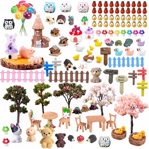 132pcs Fairy Garden Accessories Kit Miniature Animalstreefencehouse Figurines Or - Picture 2 of 9