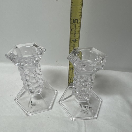 Towle Full Lead Crystal Candlesticks ~ Made in Austria - Picture 9 of 10