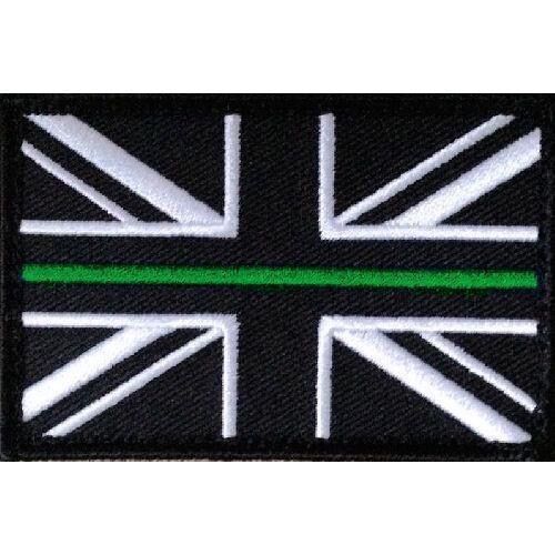 Thin Green Line Union Jack Hook Fastener Backed Patch Large Ambulance Paramedic - Picture 1 of 2