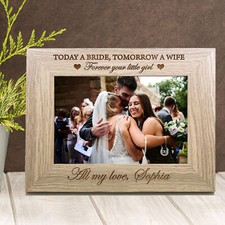 Personalised 5x7 Engraved Wooden Photo Frame - Custom Wedding Gift Bride Groom