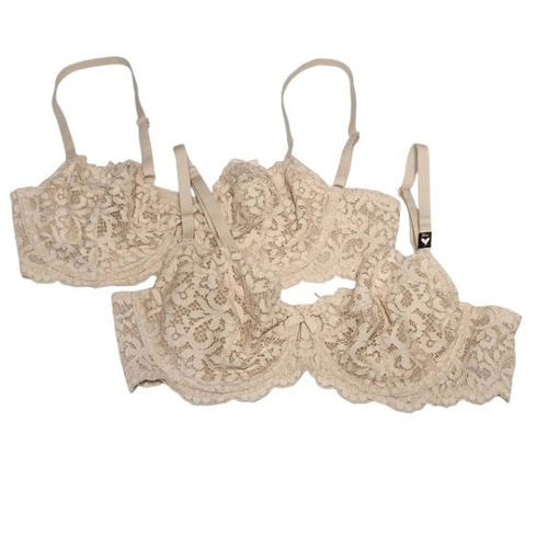 Victoria's Secret Unlined Demi Bra 36C Tan Floral Sexy Lace Nude Bra New W/o Tag - Picture 3 of 7