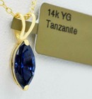AAA TANZANITE 1.64 Cts PENDANT 14K YELLOW GOLD - MADE IN USA - New With Tag — photo 3