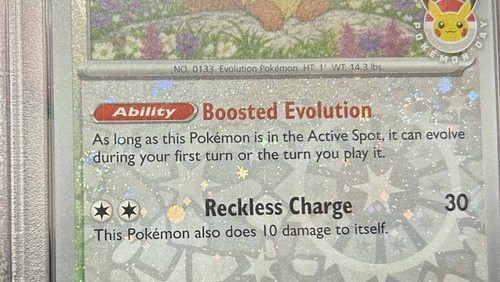 PSA 10 GEM MINT Eevee 074/131 Pokemon Day Reverse Holo DOUBLE SWIRL Card 377 - Picture 4 of 4