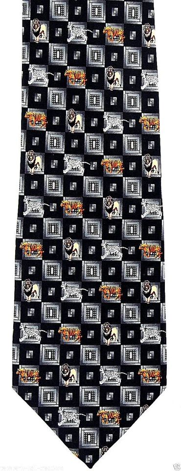 Lions Tigers Leopards Men's Necktie Big Cat Animal Jungle Black Neck Tie - Image 2 of 3