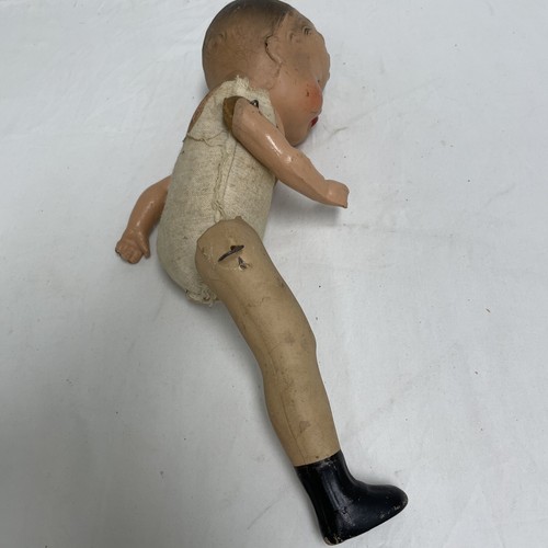 Antique DOLL 14” Jointed Body Composition Baby Doll Painted Blue Eyes Creepy - Picture 7 of 11