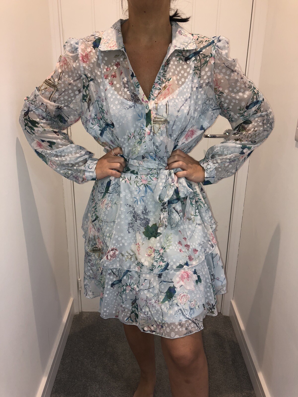 BNWT LIPSY OPHELIA DOBBY CHIFFON TIERED 