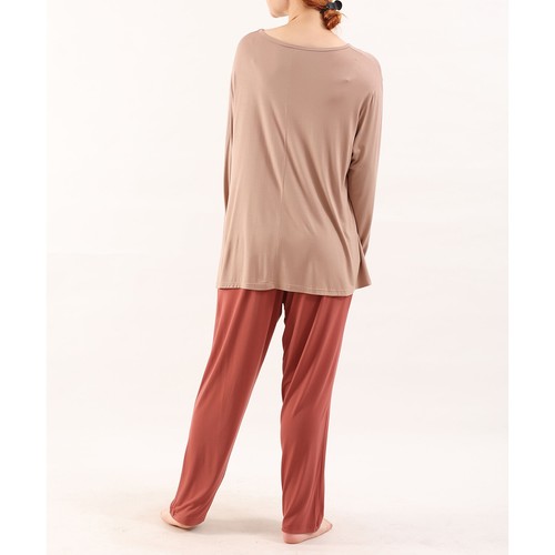 Women's 2 Piece Pajama Set Long Sleeve Crew Neck Pants Soft Stretchy Lounge Set - Picture 59 of 69