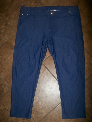 Jeggings donna Yelete misto cotone 5 tasche skinny Capri Demin blu XXXL
