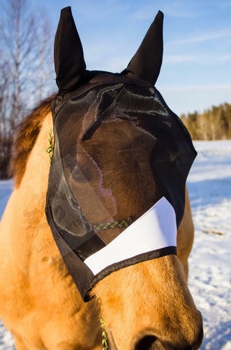 Horse Fly Mask 5 Colors Stretchable Ears Air flow Bugs Insects Mosquitoes Lycra - Picture 3 of 9