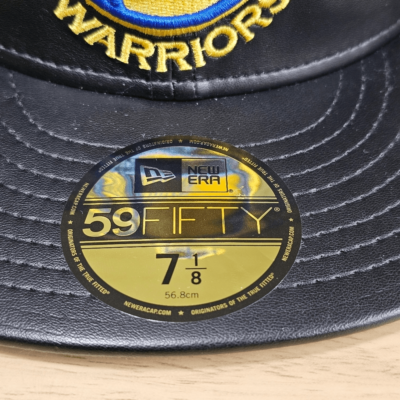 New Era Golden State Warriors Leather Hat Cap Black Yellow 59FIFTY 7 1/8 Curry Curry Golden State Warriors New Era 59Fifty Faux Leather  main image 4