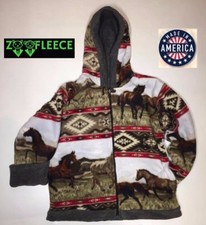 ZooFleece Aztec Red Horse Kids Girls Animal Pet Jacket Hoodie Coat Reversible