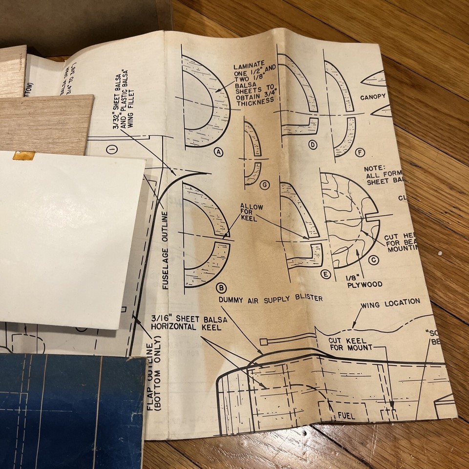 Box Of Miscellaneous Model Airplane PartsBalsa Wood ,Stickers