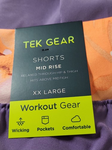 Tek Gear Mid Rise Shorts Running W/Bike Lining Sz XXL Purple/Floral NWT - Picture 9 of 9