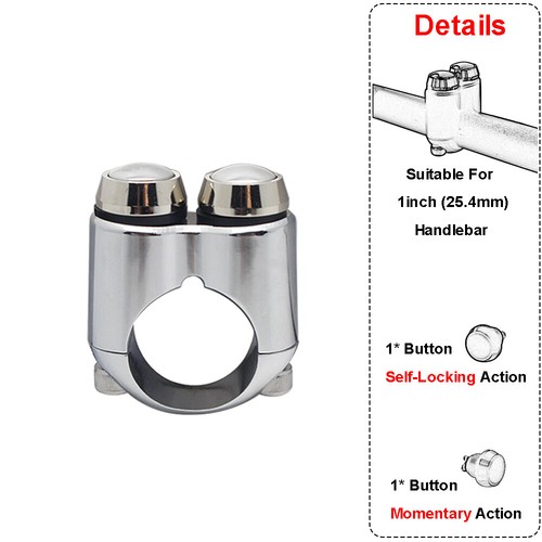 1 Momentary 1 Self-locking Button Switch For 1" & 7/8" 22mm Motorcycle Handlebar - Picture 16 of 18