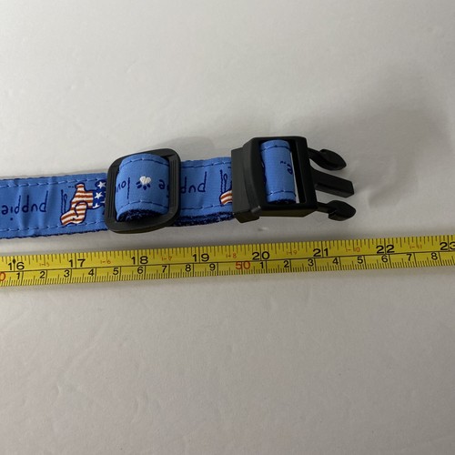 Puppie Love Dog Collar Medium Blue Dog Flag Design Adjustable NWT - Picture 7 of 7