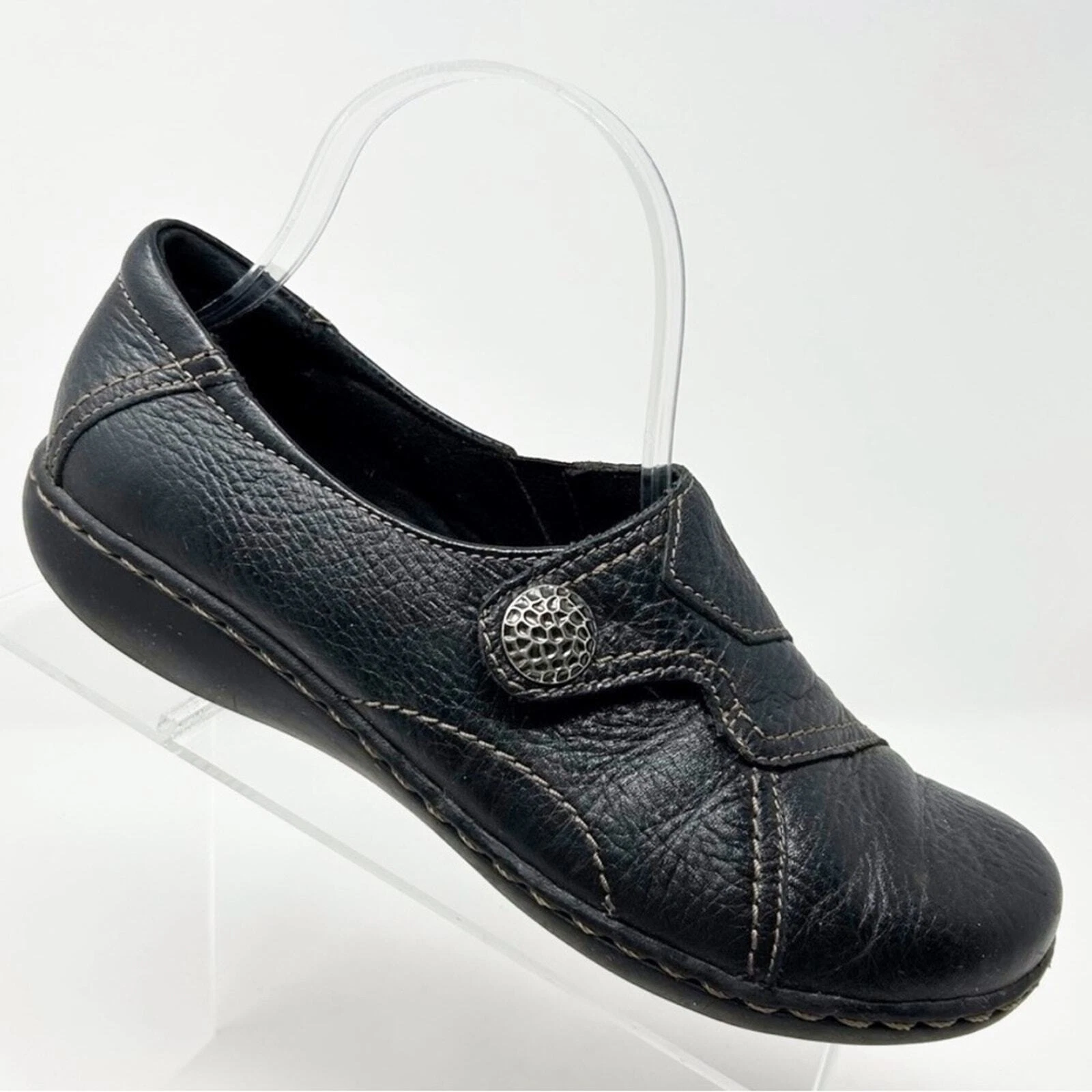 Mocassini Clarks Bendables casual neri in pelle slip on comodi punta tonda taglia 7 5