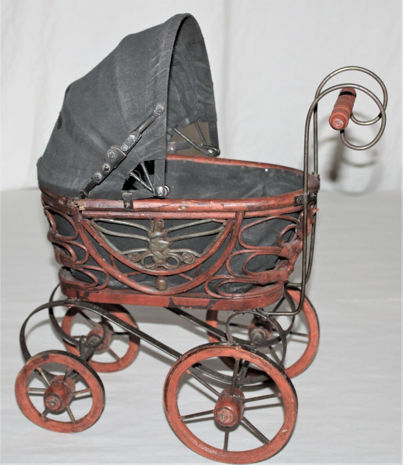 Victorian Baby Doll Carriage Doll Stroller With 2 Porcelain Dolls Fully Clothed