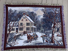 Crown Crafts Vintage Throw Winter Scene Sleighride Farmhouse 60 x44