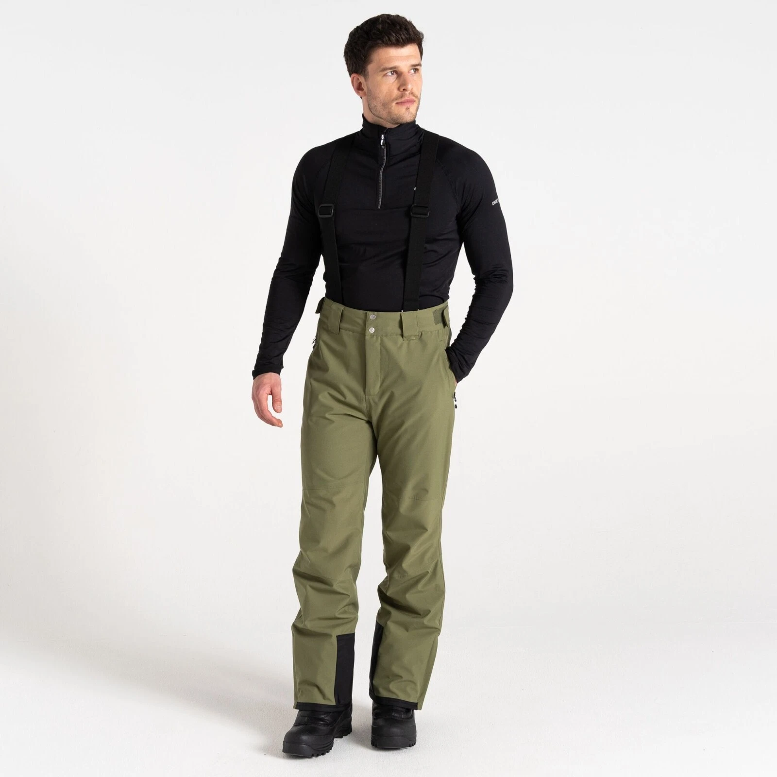 Mens Dare2b ACHIEVE II Olivine Green Soft Shell Ski Pants - regular leg