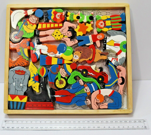 Wooden Jigsaw Puzzle (Set of 2) Double-Sided Handmade Toy Circus & Farm Larsen - Picture 15 of 24