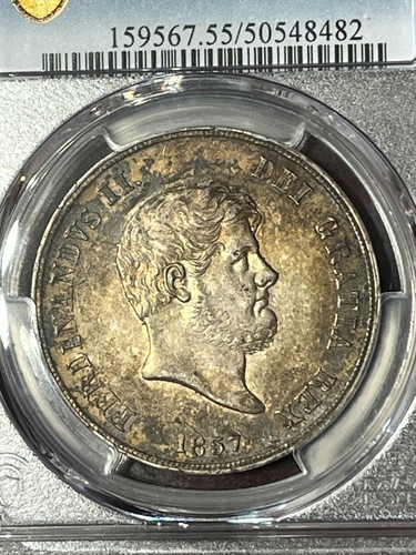 1857 Italy Naples & Sicily 120 Gr PCGS AU55 - Picture 2 of 4