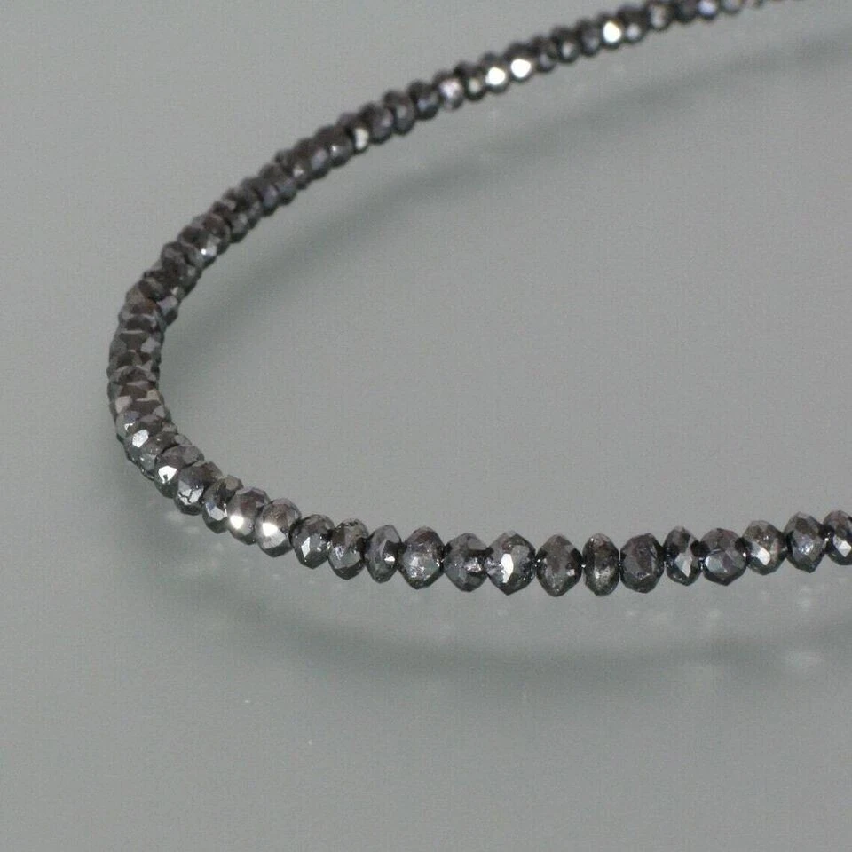 Colar de contas de diamante preto facetado com certificação natural 4 mm comprimento 20 - Imagem 2 de 4