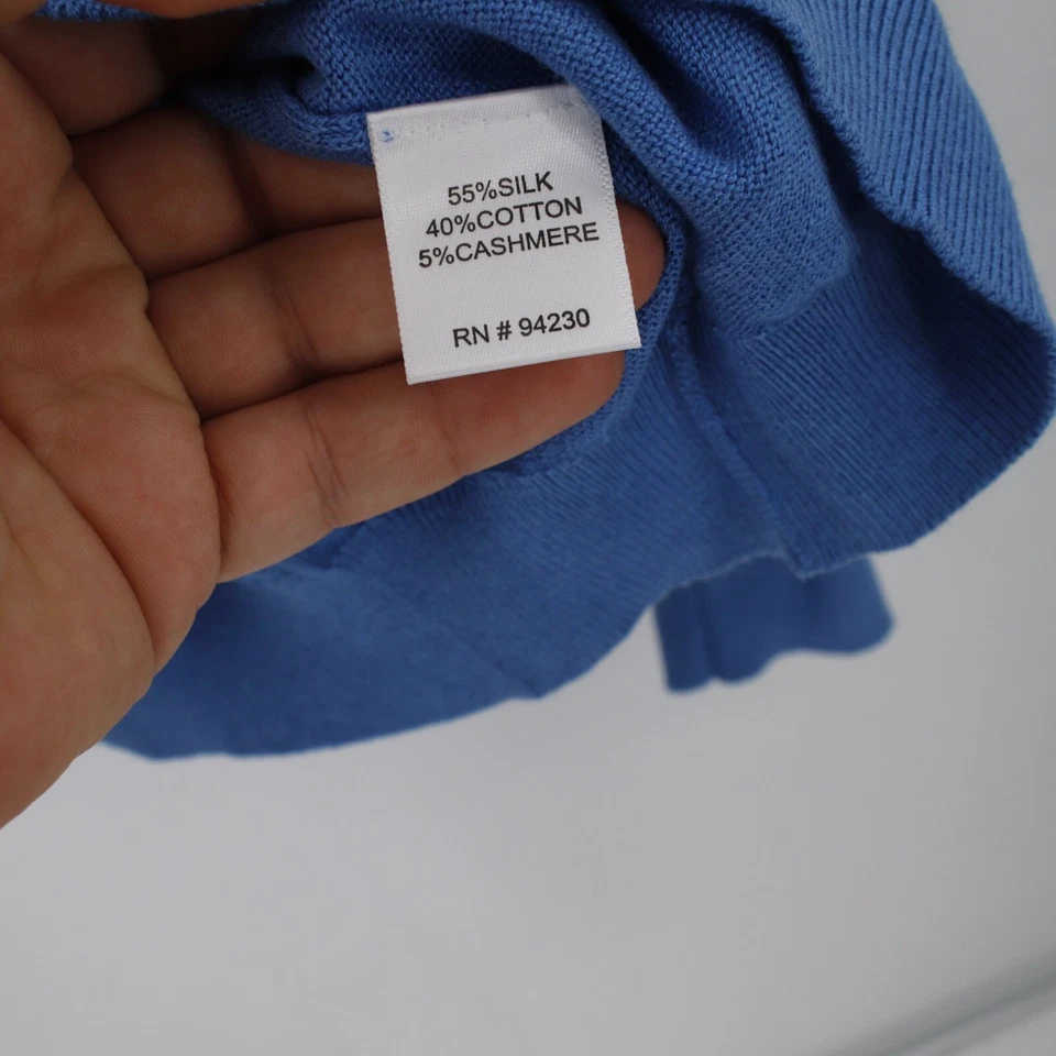 NWT Paul Fredrick Sweater Mens Large Silk Cashmere Cotton knit Blue 1/4 zip top - Image 3 of 4