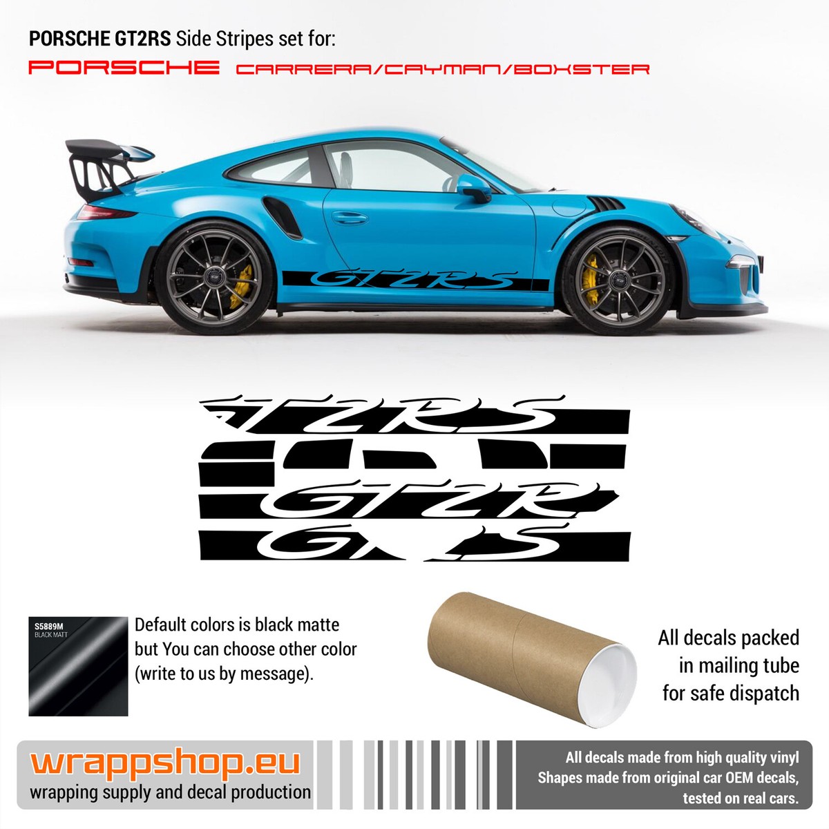GT2 RS Racing side stripes for Carrera, Cayman, Boxster | eBay