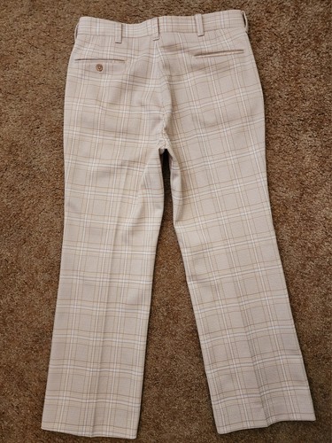 Size 34 Vintage men Farah Plaid Polyester Pants 60s 70s ( MADE IN USA ) 34x29 - Picture 19 of 24