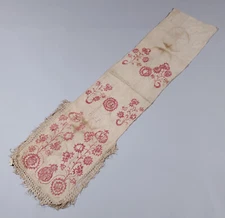 ANTIQUE 18-19th C. embroidery homespun linen textile American European folk art