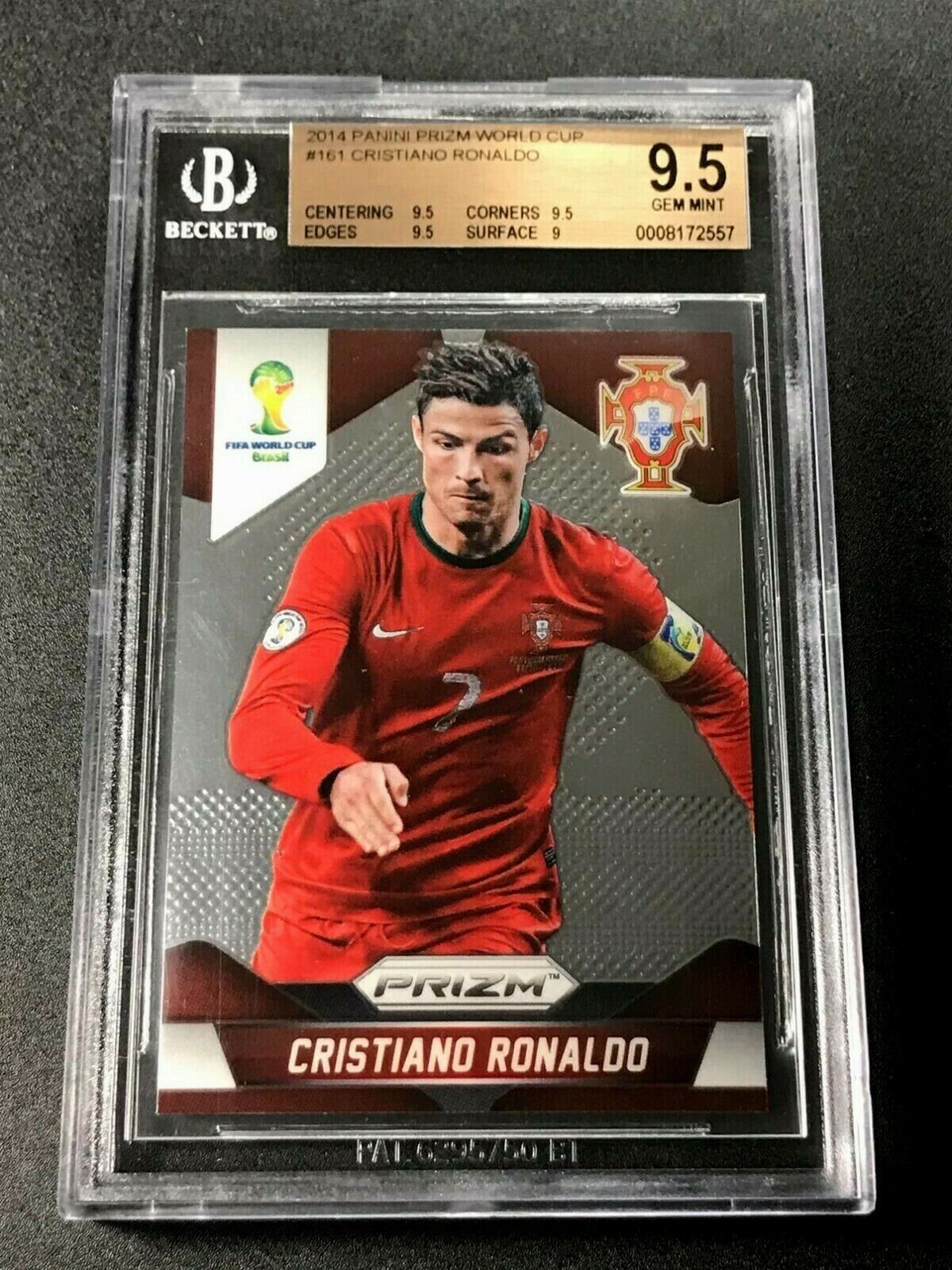 CRISTIANO RONALDO  PANINI PRIZM # WORLD CUP 1st PRIZM CARD BGS 9.5  GEM