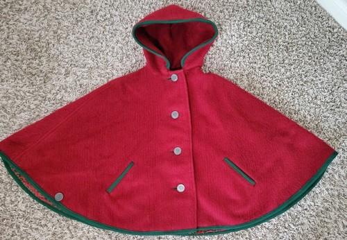 Vintage Wool Shawl Cape With Polish Army Buttons Red Women's Onesize - Picture 3 of 10