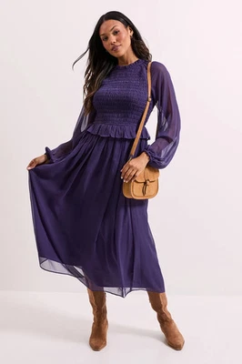 Dorothy Perkins Purple Midi Dress Womens Casual Dresses