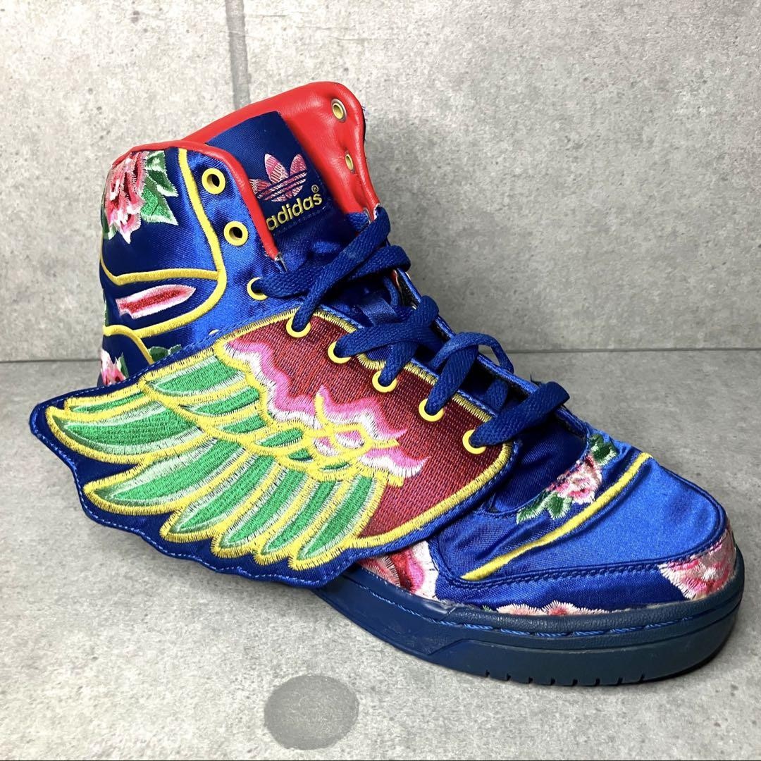 極美品 入手困難adidas Jeremy Scott ADIWINGS DNM Adidas Jeremy Scott High Cut Wings Embroidery Blue Sneakers