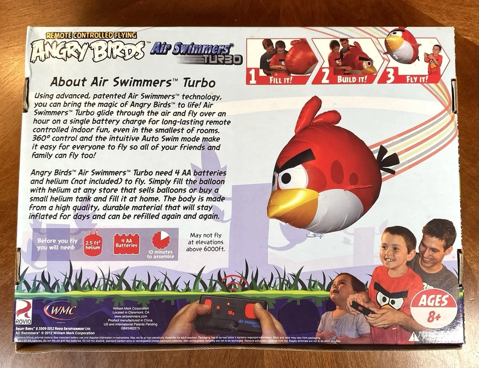 OPEN BOX Angry Birds Air Swimmers Turbo Remote Control Flying Balloon Toy Rovio - Image 2 of 4