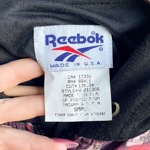 Vintage Reebok Hoodie Mens S Full Zip Jacket Black Red Made in USA Retro Sports - Picture 3 of 9
