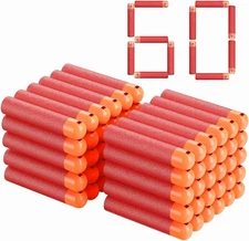 60 PCS Mega Darts Foam Bullet Refill Pack - Compatible with Nerf N-Strike Mega S
