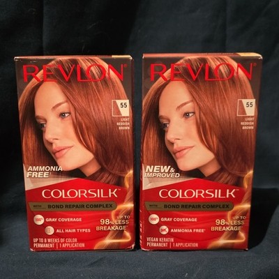 Revlon Colorsilk Ammonia-Free Bond Repair Light Reddish Brown Hair Dye 2 Pack