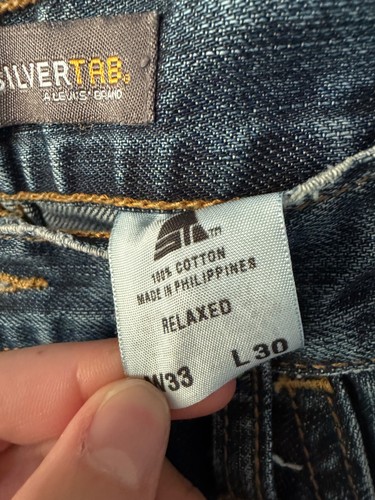 Vintage Y2K Levis Silvertab Relaxed Fit Baggy Dark Wash Skater Jeans Size 33X30 - Picture 4 of 9